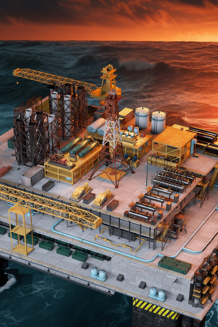 large image of offshore rig with interactive elements showcasing various features